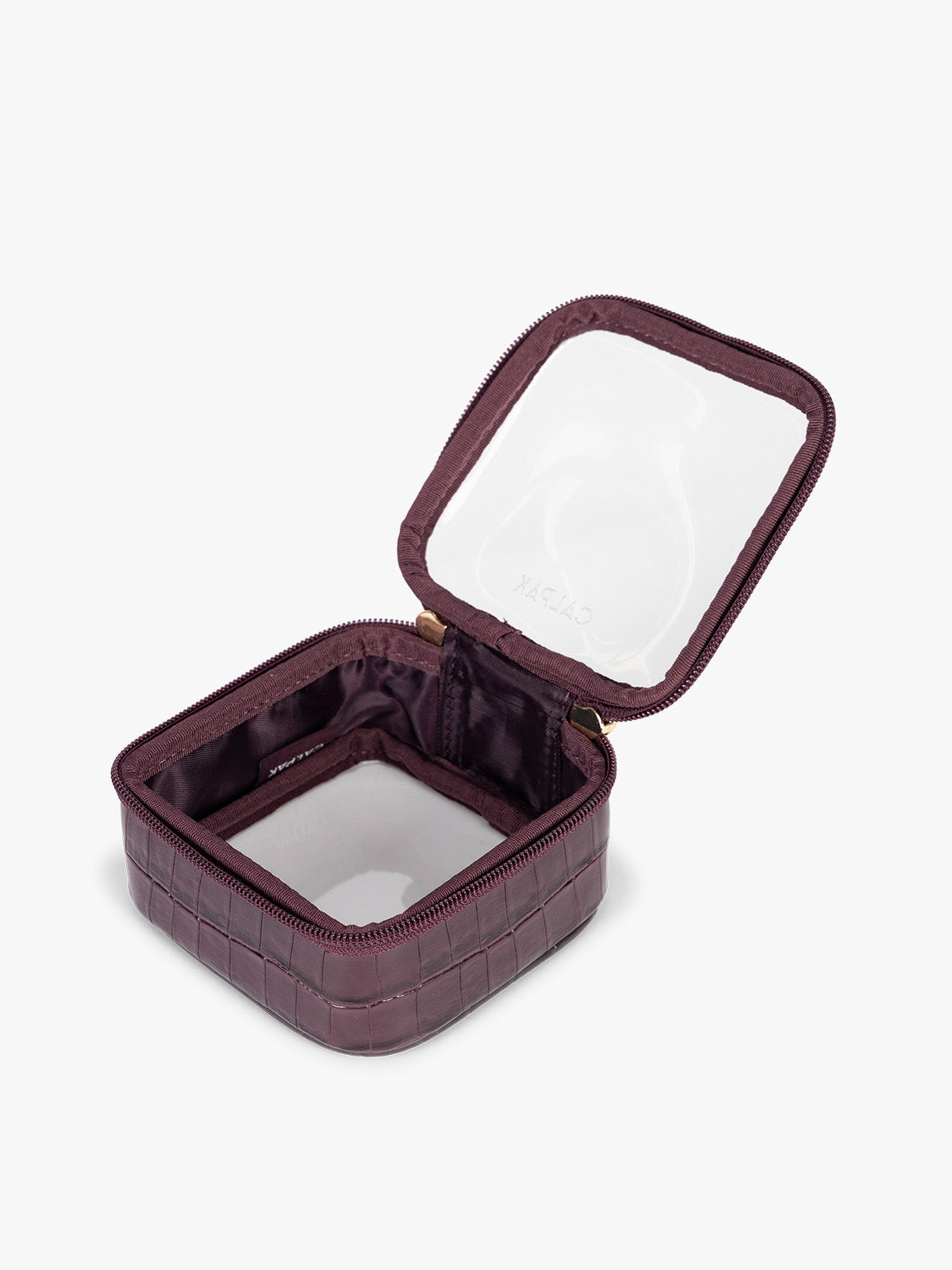 calpak-kaya-mini-trousse-maquillage-croco-marine-transparente image 7