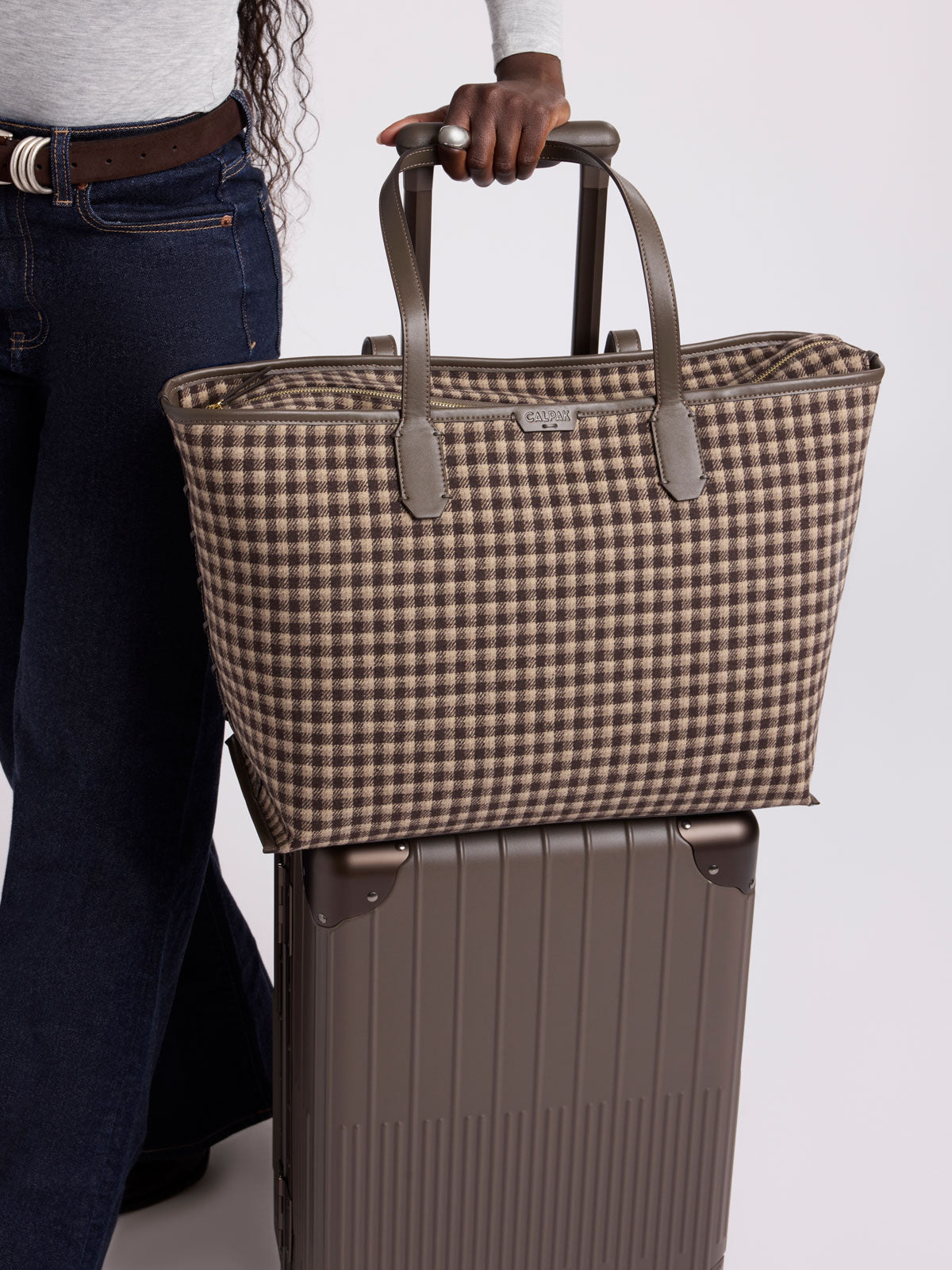 calpak-colette-tote-ordinateur-15-flanelle-navy-plaid image 2