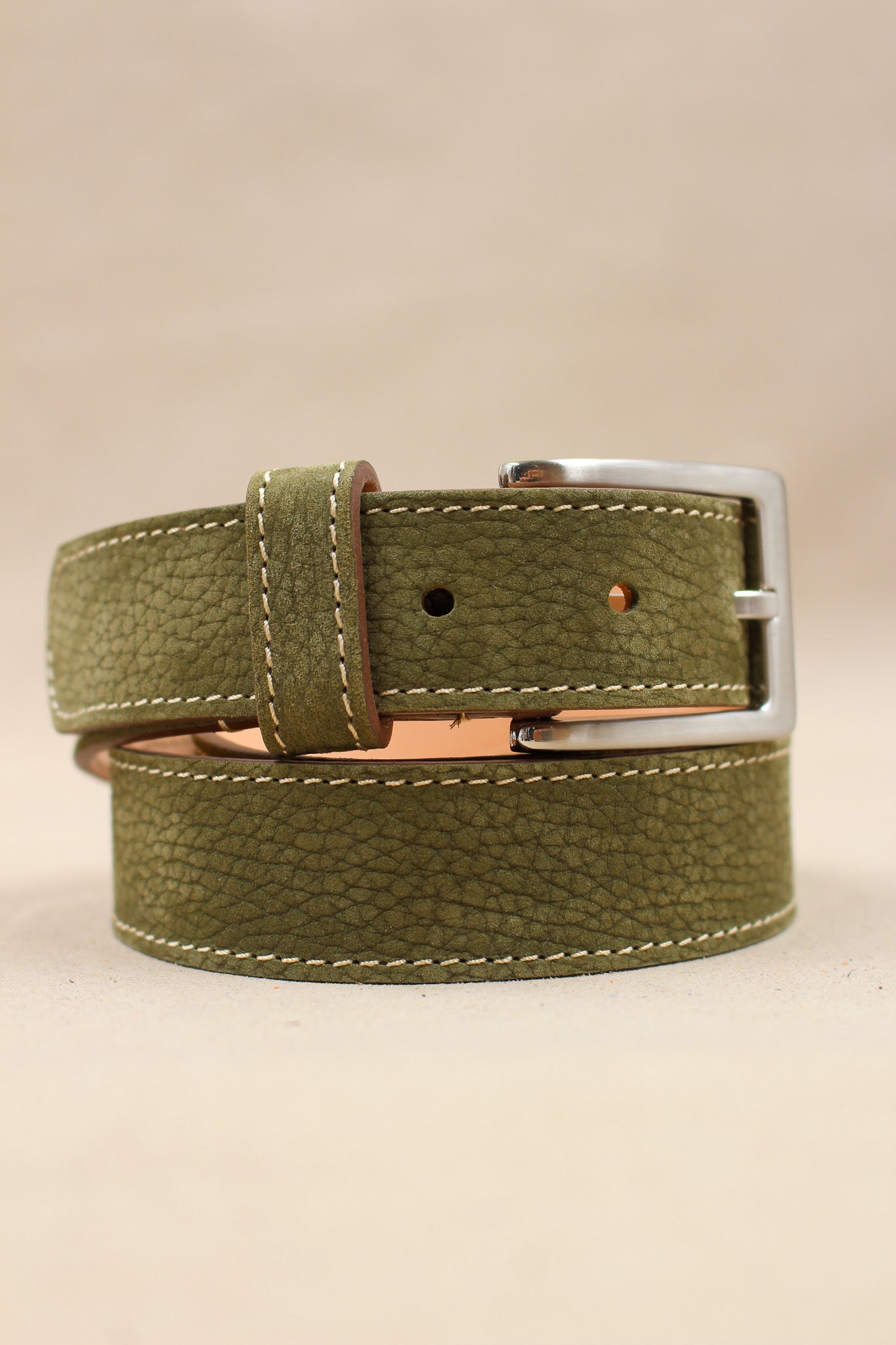 charles-et-charlus-ceinture-35-plate-4004-cuir-nubuck-kaki-90 image 4