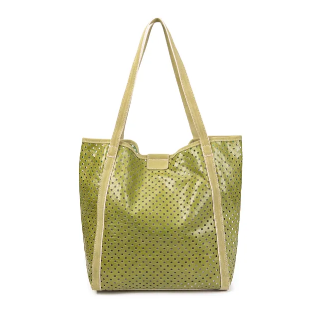 kate-lee-ryve-sac-cabas-cuir-vert-fonc-perfor image 1