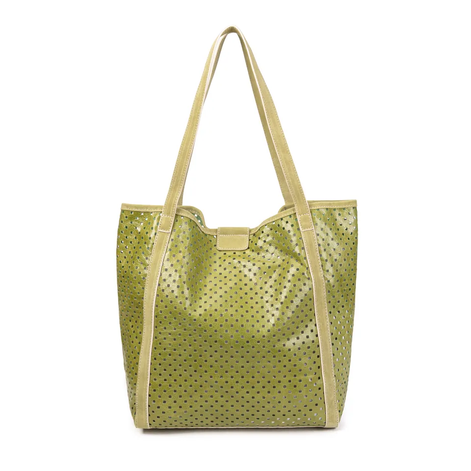 kate-lee-ryve-sac-cabas-cuir-vert-fonc-perfor image 1