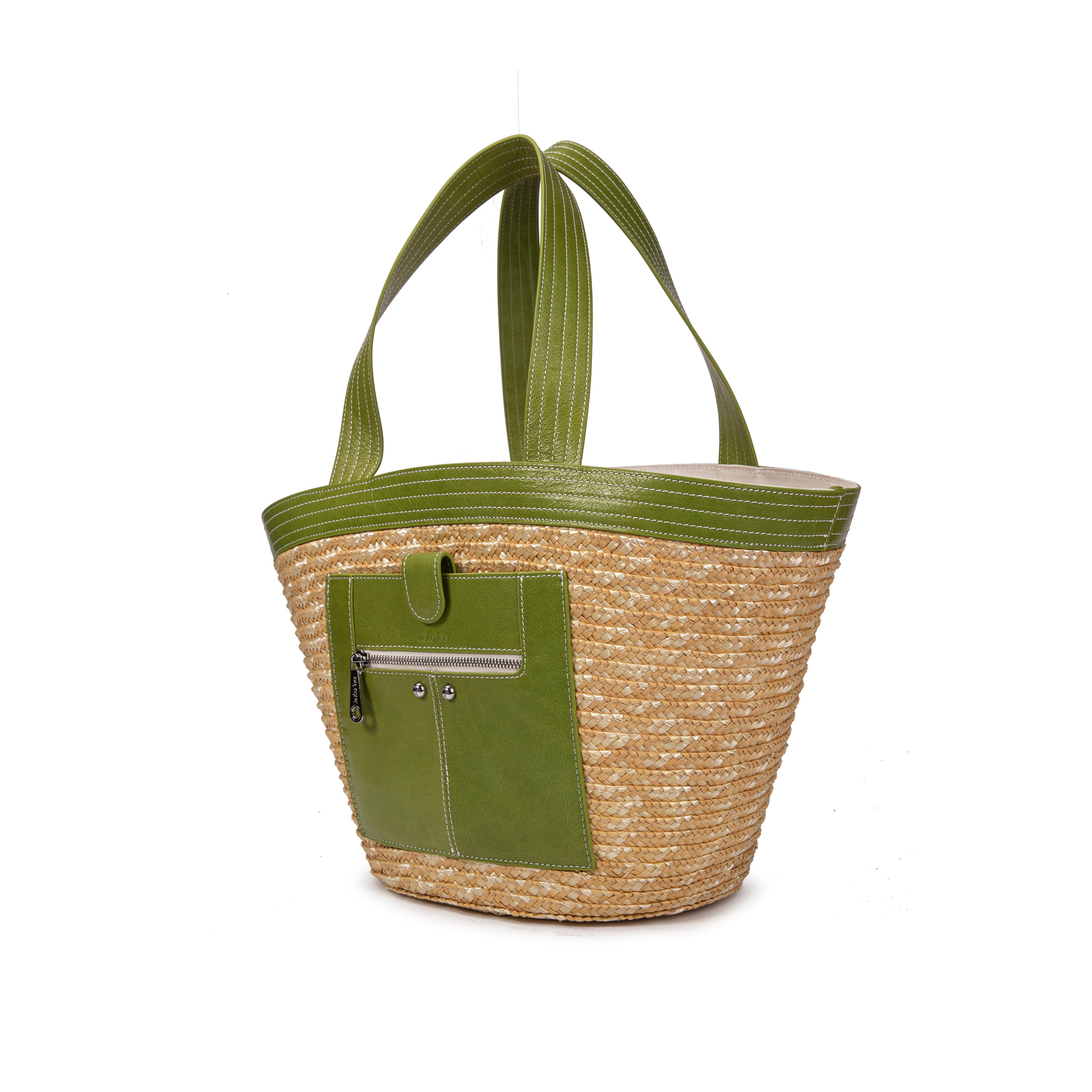 kate-lee-panier-madeleine-sac-cabas-vert-paille-vachette image 2