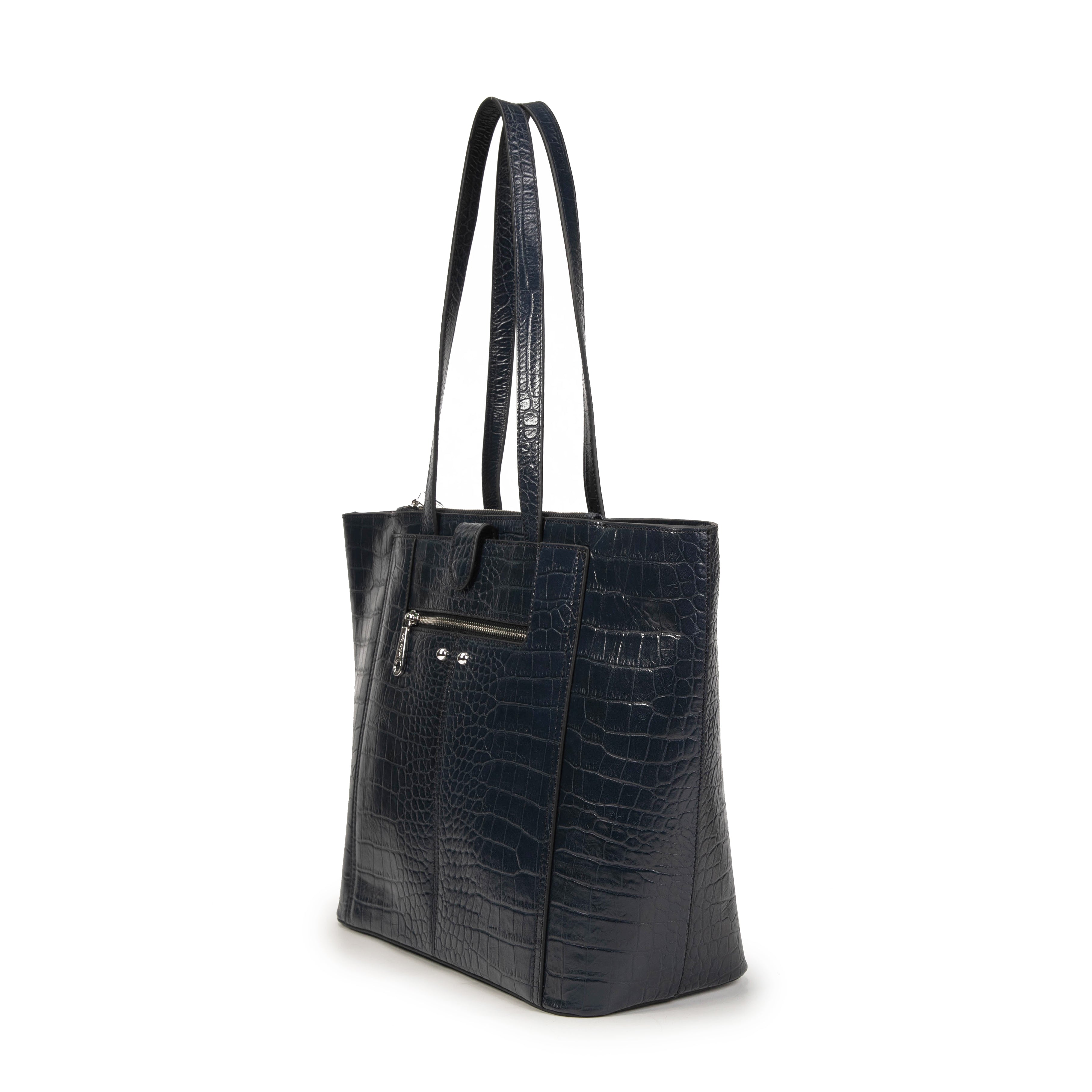 kate-lee-madele-croco-sac-cabas-cuir-bleu-nuit-croco image 2