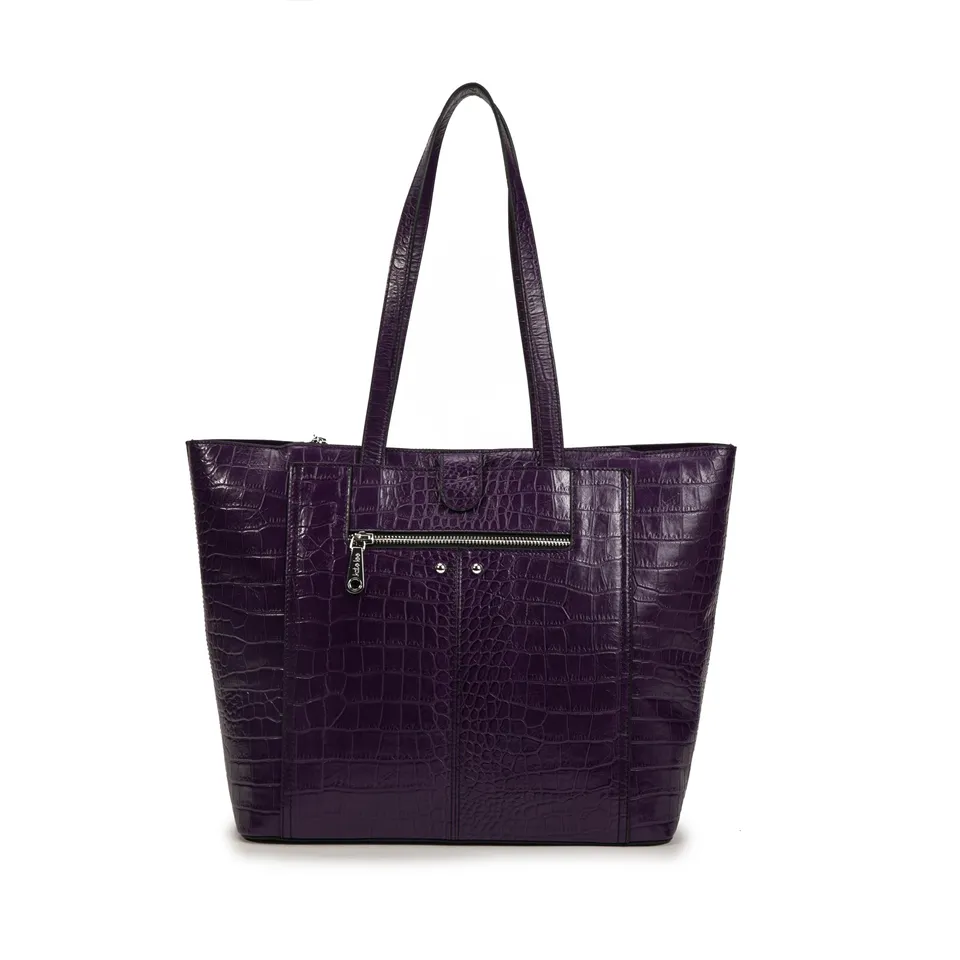 kate-lee-madele-croco-sac-cabas-aubergine-cuir-croco image 1