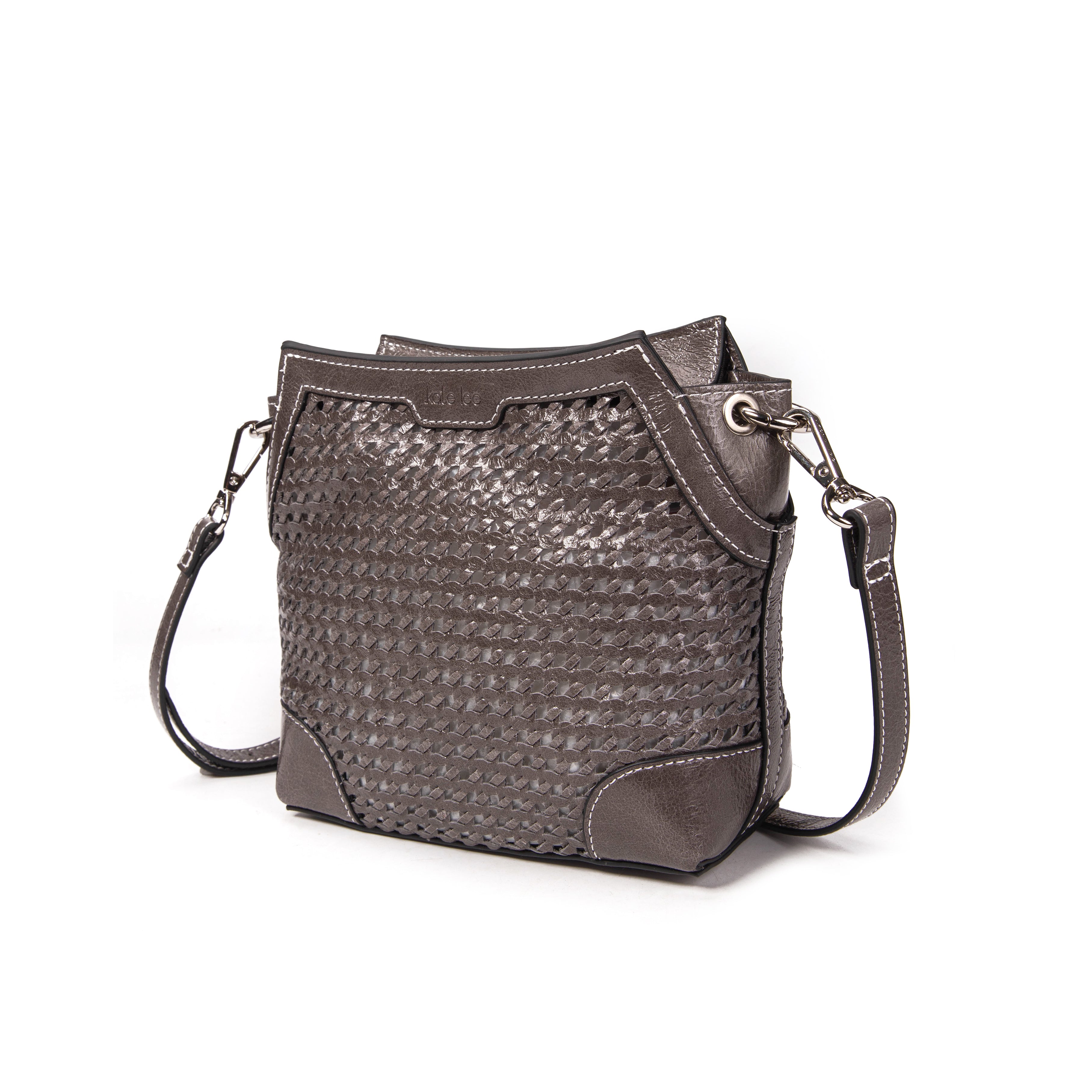 kate-lee-bonbon-sac-bandouli-re-cuir-tress-gris-furlo image 2