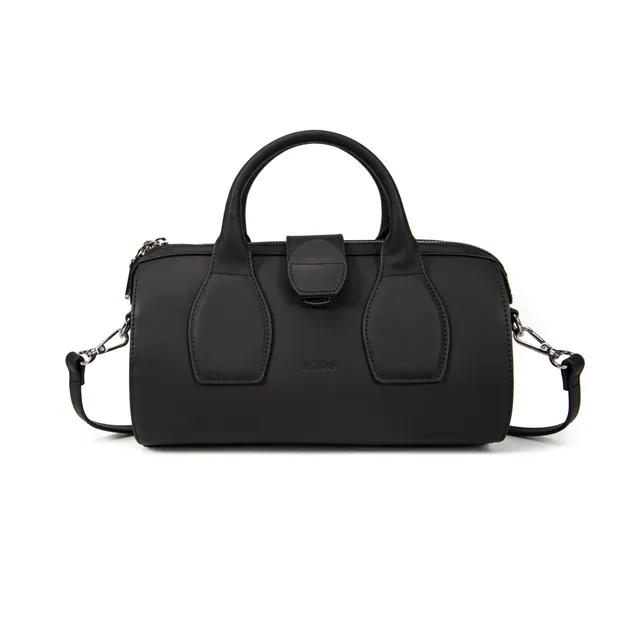 kate-lee-frola-sac-bowling-noir-vachette-lisse-double-poign-e image 1