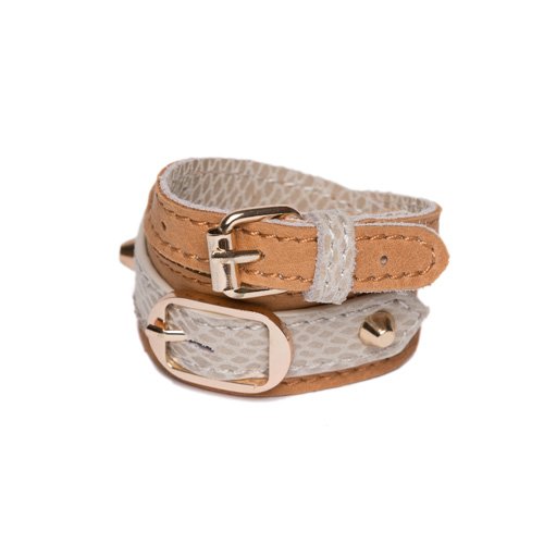 kate-lee-bracelet-double-cuir-camel-pochette-cadeau image 3