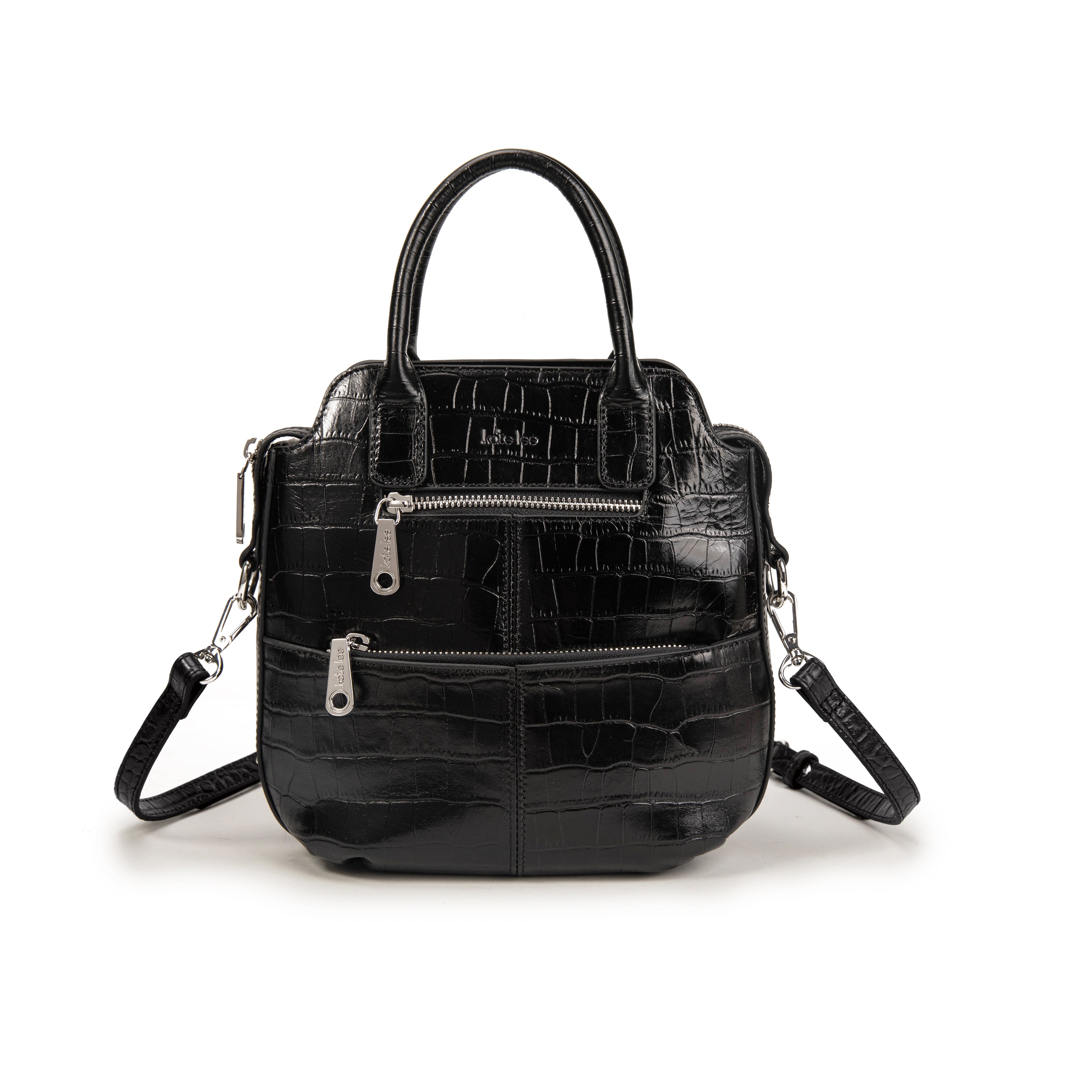kate-lee-sac-bandouli-re-velyane-croco-cuir-noir image 1