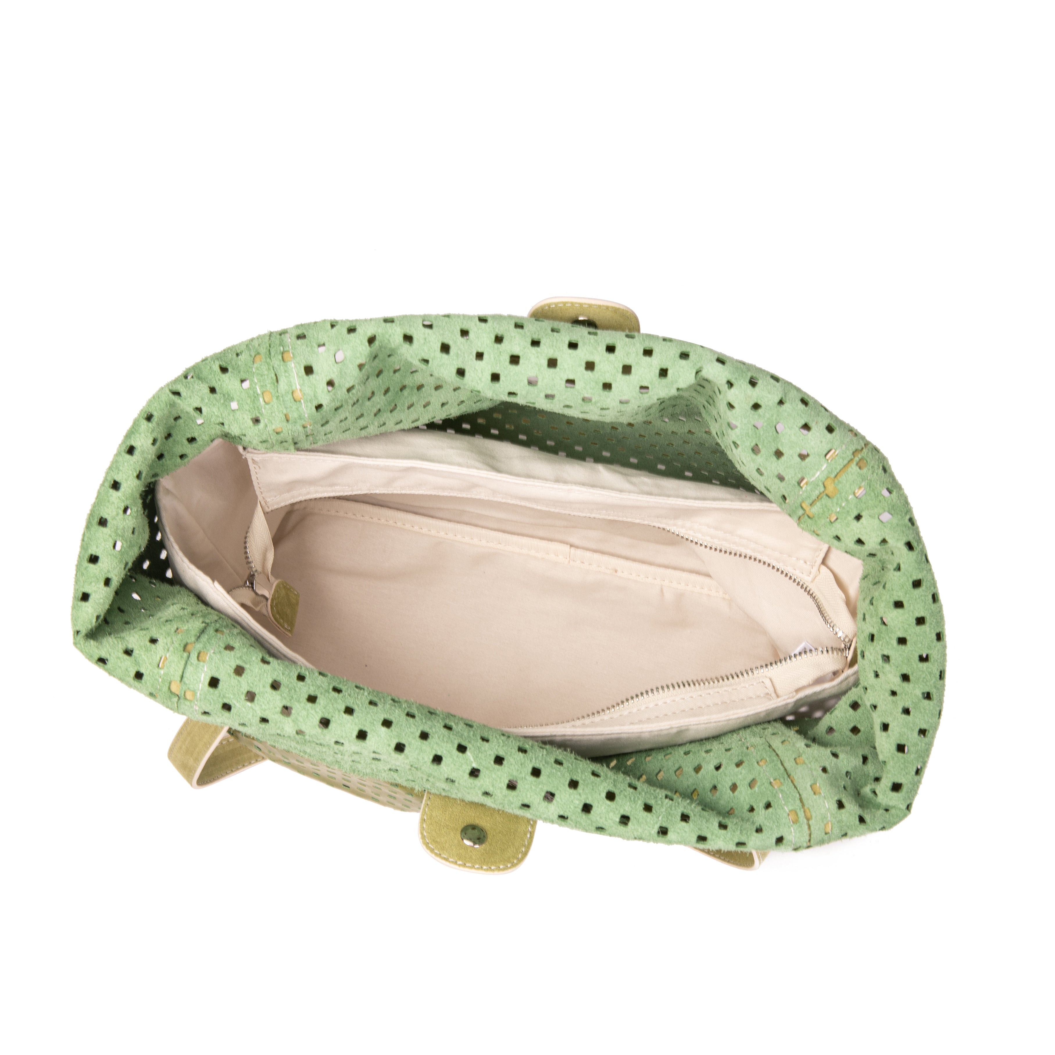 kate-lee-ryve-sac-cabas-cuir-vert-fonc-perfor image 3