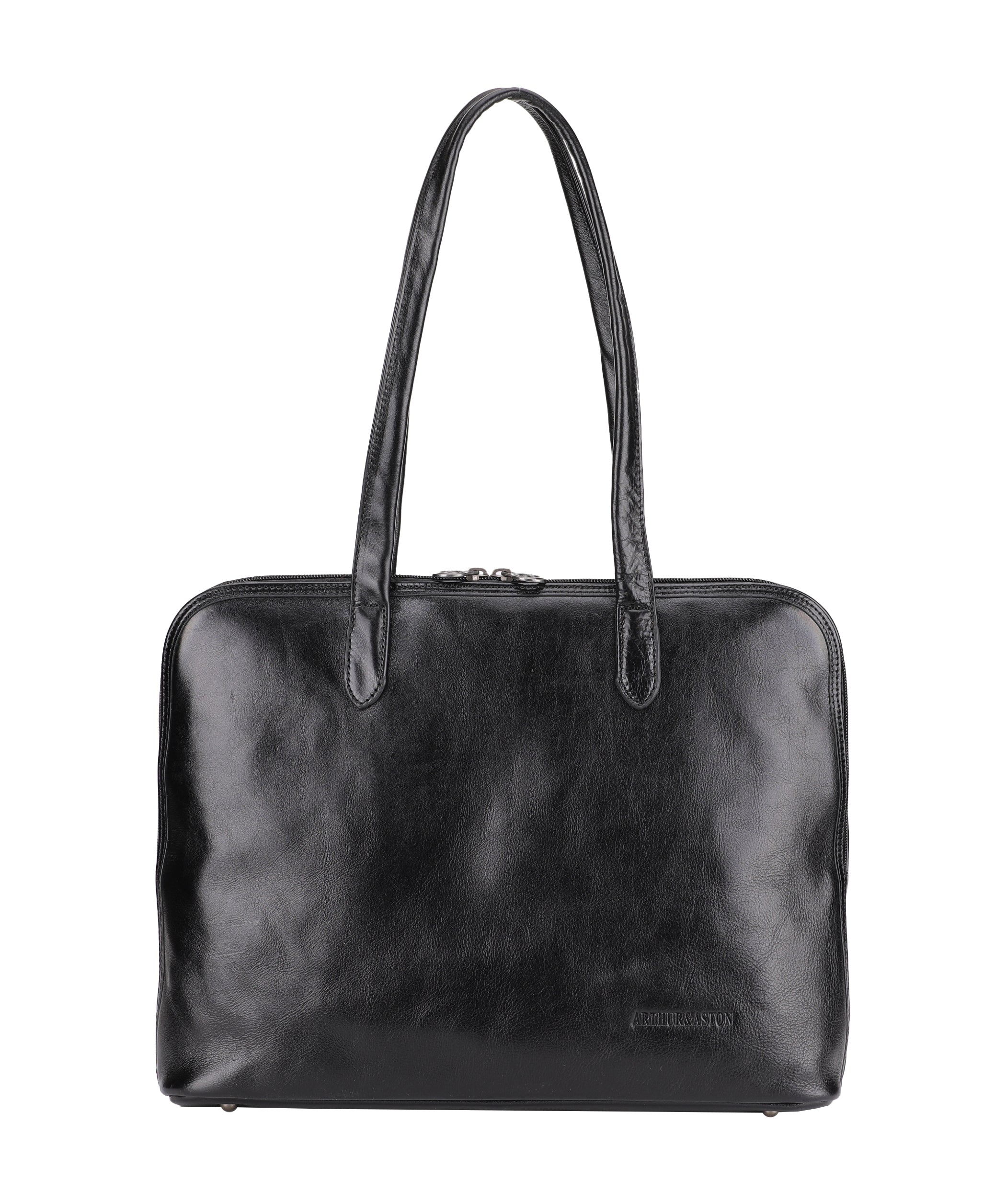 arthur-et-aston-edith-sac-shopping-cuir-noir image 1
