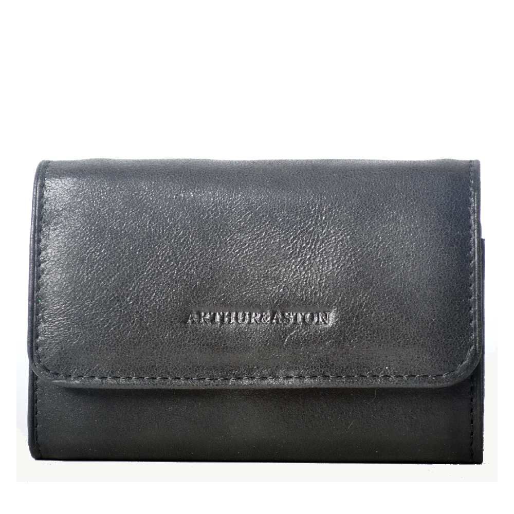 arthur-et-aston-rose-porte-monnaie-cuir-femme-noir-huil image 1