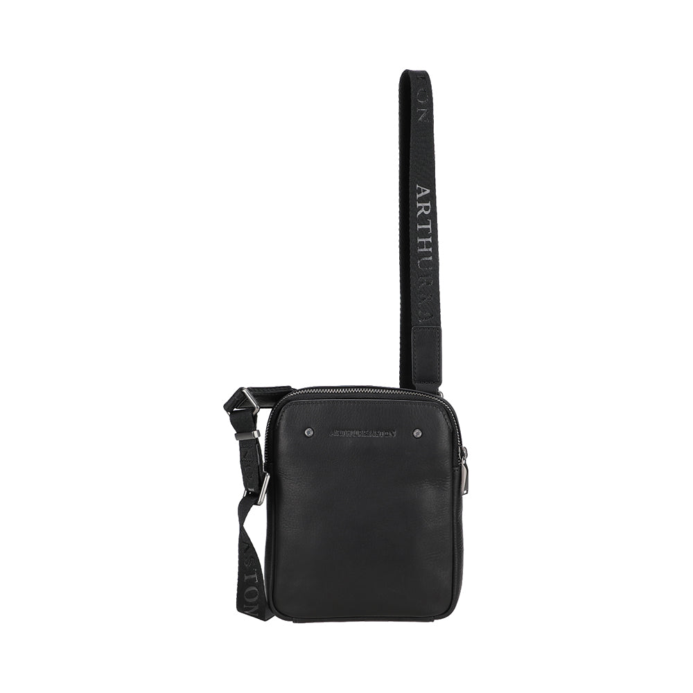 arthur-et-aston-danny-2602-04-body-bag-cuir-noir-extra-plat image 1