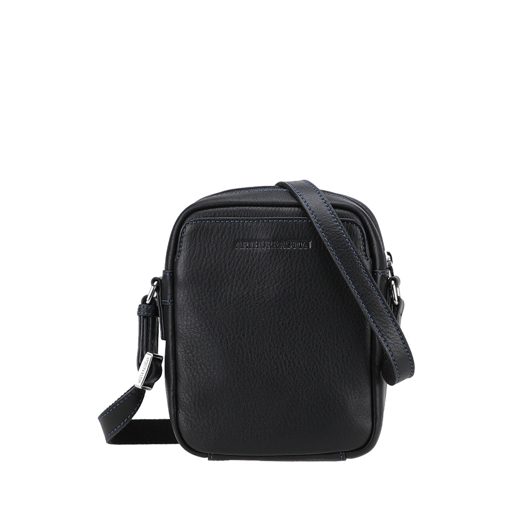 arthur-et-aston-ange-petit-sac-travers-cuir-noir-pleine-fleur image 1