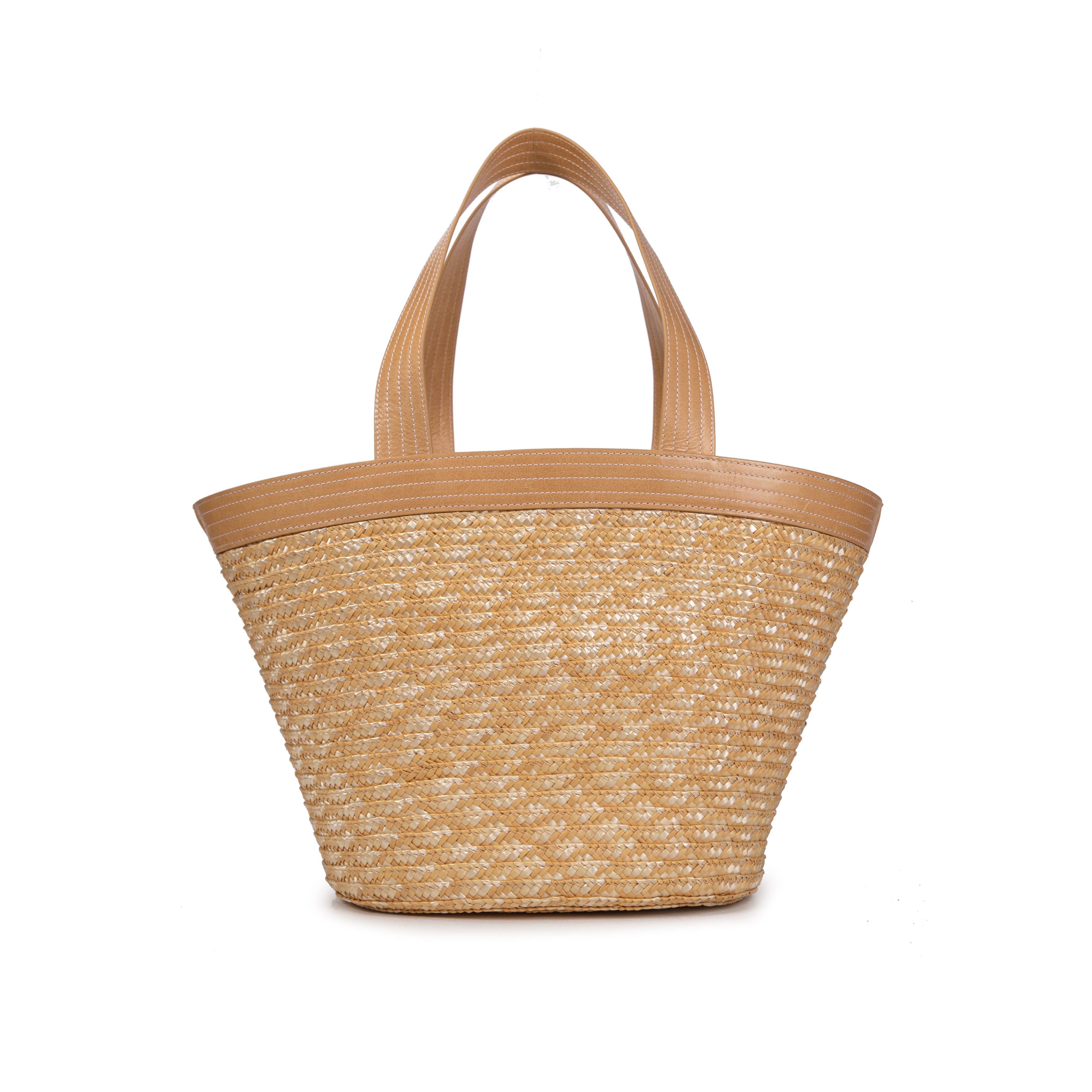 kate-lee-panier-madeleine-sac-cabas-paille-sable-cuir image 4