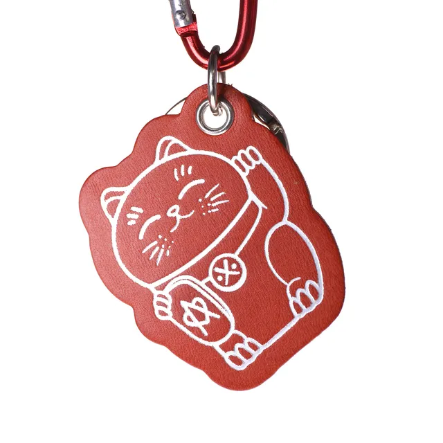atelier-penso-luckey-holder-porte-cl-s-cuir-lucky-cat-rouge-blanc image 1