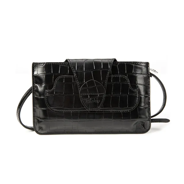 kate-lee-pochette-lp-cuir-vachette-croco-noir-bandouli-re image 1